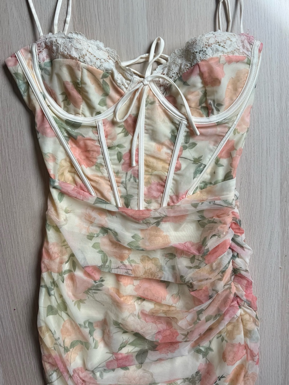 House of CB Cream Floral Lace Corset Slip Gown - Picture 8 of 16